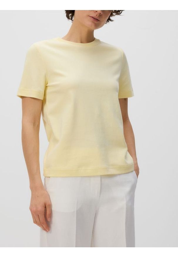 Reserved - T-shirt z bawełny merceryzowanej - kremowy. Kolor: kremowy. Materiał: bawełna