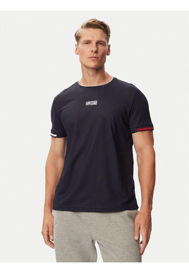 Beverly Hills Polo Club T-Shirt P-SS26M-TS0172 Granatowy Regular Fit. Typ kołnierza: polo. Kolor: niebieski. Materiał: syntetyk
