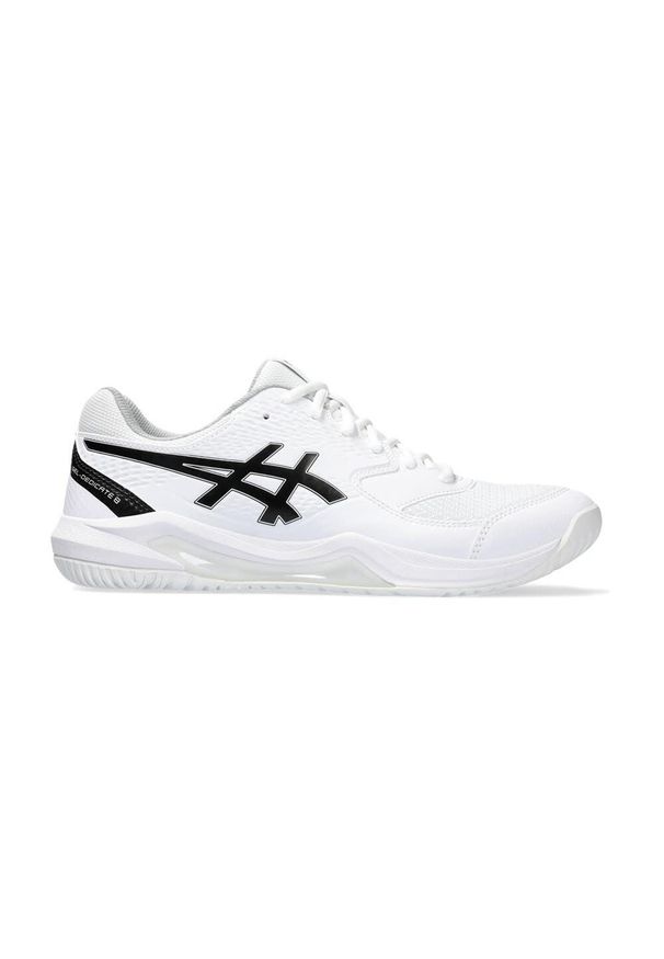 Buty do tenisa Asics Gel-Dedicate 8. Zapięcie: sznurówki. Kolor: czarny, biały, wielokolorowy. Materiał: syntetyk, tkanina, materiał. Szerokość cholewki: normalna. Sport: tenis