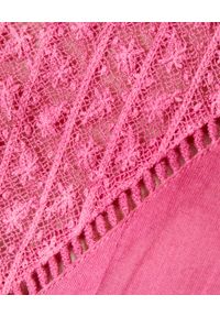 LOVE SHACK FANCY - Różowa sukienka Viola. Kolor: różowy, wielokolorowy, fioletowy. Materiał: koronka, bawełna. Wzór: haft, kwiaty. Długość: mini
