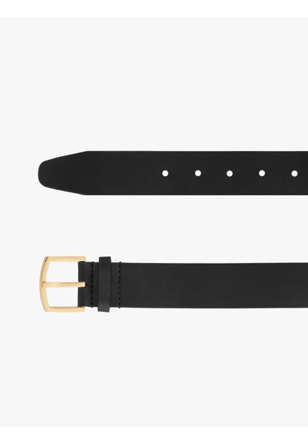 Ryłko - Czarny pasek ze skóry licowej. Kolor: czarny. Materiał: skóra