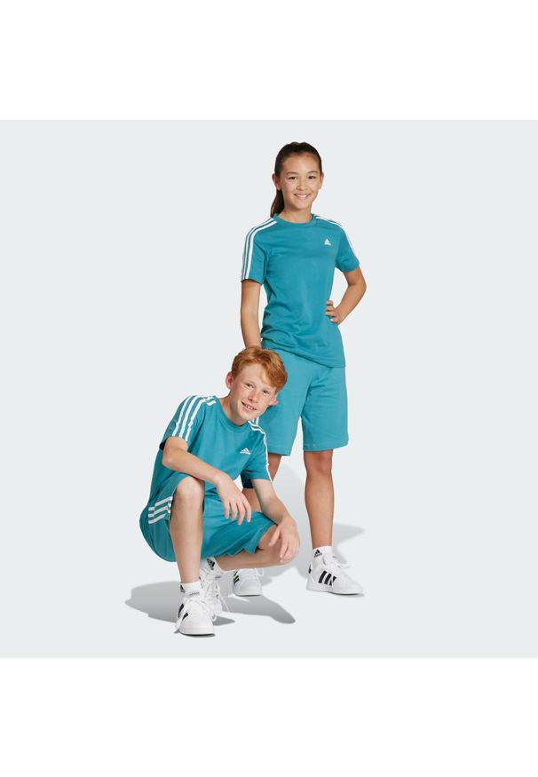 Adidas - Essentials 3-Stripes Cotton Tee. Kolor: biały, niebieski, wielokolorowy