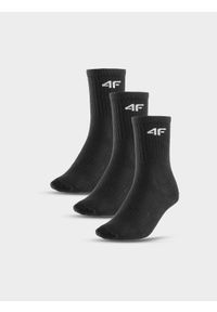 4f - Skarpetki casual za kostkę (3-pack) dziecięce - czarne. Kolor: czarny. Materiał: bawełna, elastan, materiał