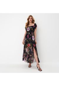 Mohito - Sukienka maxi w kwiaty - Czarny. Kolor: czarny. Wzór: kwiaty. Długość: maxi