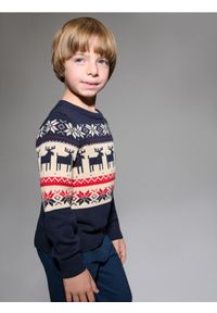Sinsay - Sweter z motywem świątecznym - granatowy. Kolor: niebieski. Styl: wizytowy