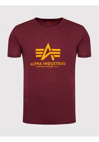 Alpha Industries T-Shirt Basic 100501 Bordowy Regular Fit. Kolor: czerwony. Materiał: bawełna