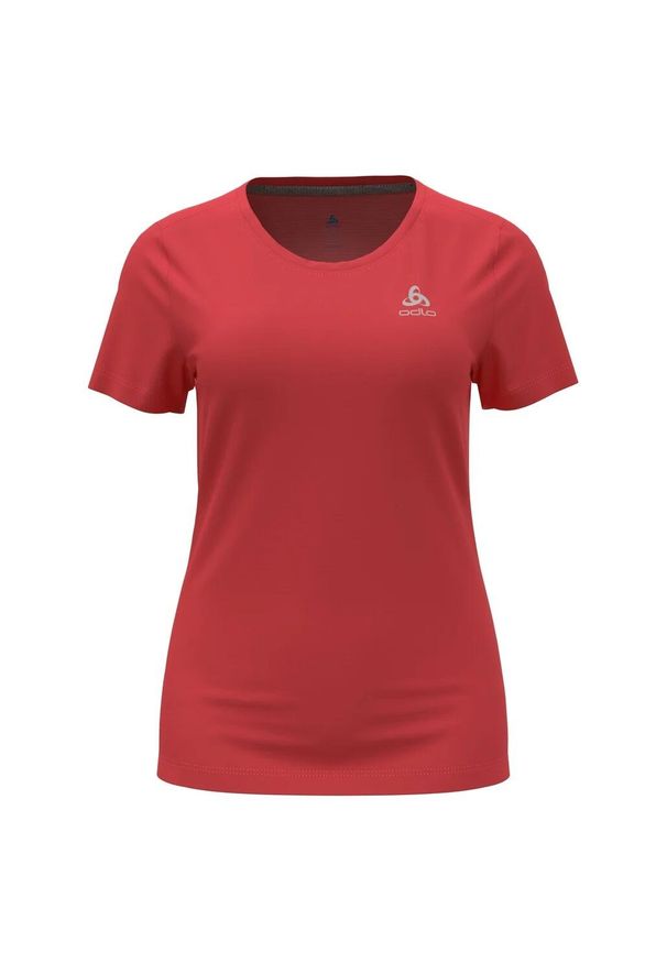Koszulka z krótkim rękawem trekkingowa damska Odlo T-shirt F-DRY. Kolor: czerwony. Długość rękawa: krótki rękaw. Długość: krótkie. Sport: turystyka piesza
