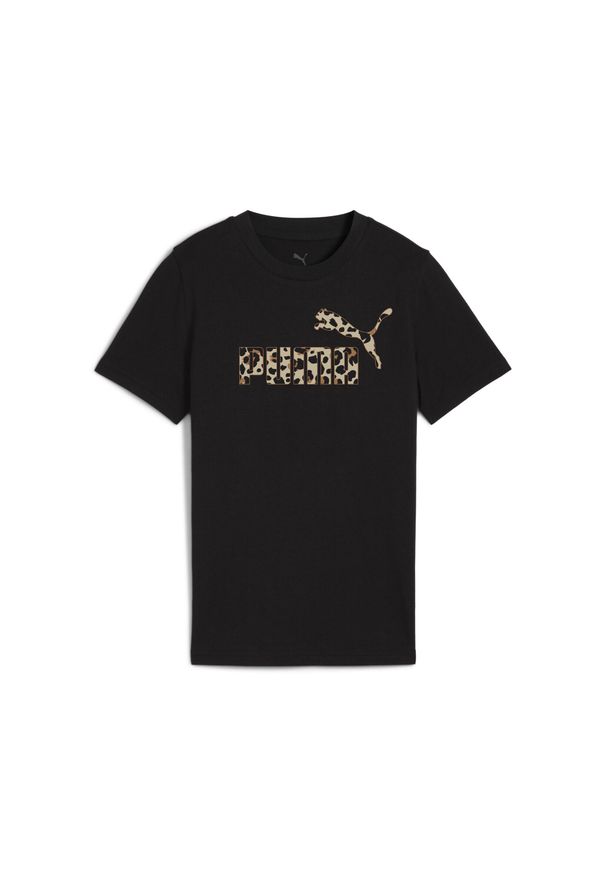 Puma - Młodzieżowa koszulka Essentials Graphic ze zwierzęcym wzorem PUMA. Kolor: czarny. Wzór: motyw zwierzęcy. Sport: joga i pilates