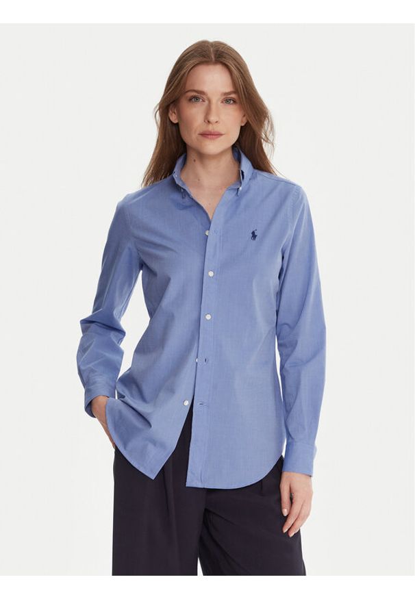 Polo Ralph Lauren Koszula 211941509001 Niebieski Slim Fit. Typ kołnierza: polo. Kolor: niebieski. Materiał: bawełna