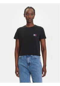 Tommy Jeans T-Shirt Flag DW0DW21423 Czarny Regular Fit. Kolor: czarny. Materiał: bawełna