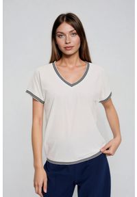 MOODO - Bluzka z bawełny biała. Kolor: biały. Materiał: bawełna #1