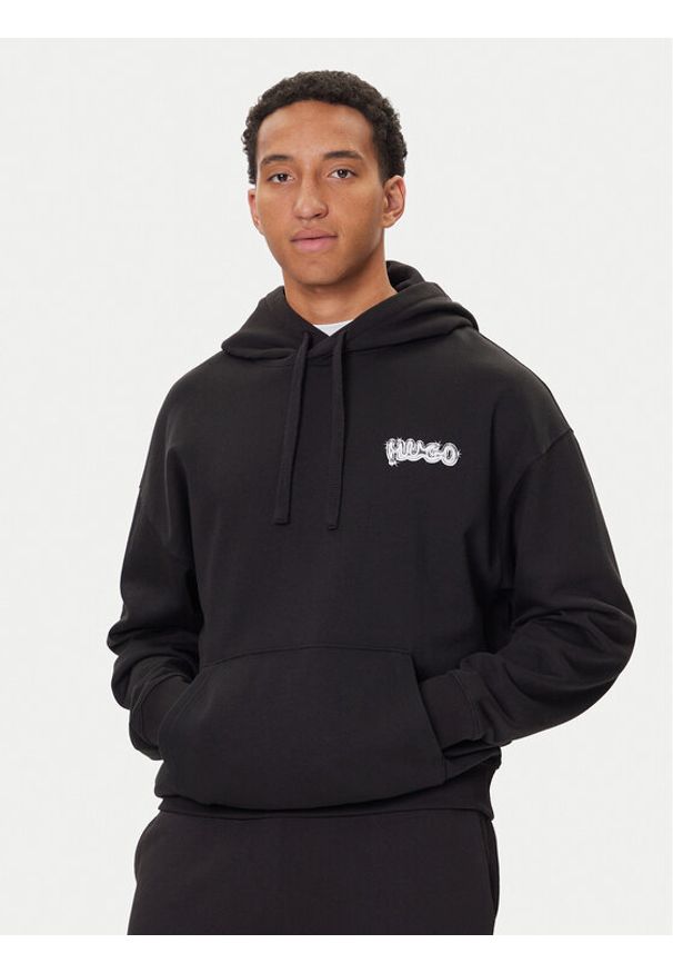Hugo - HUGO Bluza Nyrohood 50549212 Czarny Loose Fit. Kolor: czarny. Materiał: bawełna