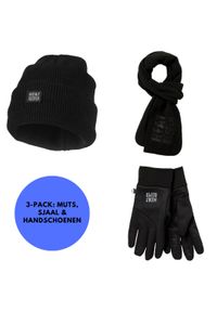 HEAT KEEPER - Zestaw termiczny Męski Czapka/Rękawiczki/Szal. Kolor: czarny. Materiał: poliakryl. Sezon: zima