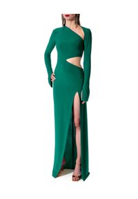 AGGI - Zielona sukienka maxi z wycięciami Skylar. Kolor: zielony. Materiał: tkanina. Typ sukienki: dopasowane, asymetryczne. Długość: maxi #1