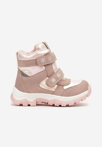 Born2be - Różowe Płaskie Botki na Rzep z Metalicznymi Wstawkami Verinsia. Zapięcie: rzepy. Kolor: różowy. Materiał: jeans. Wzór: kolorowy. Styl: młodzieżowy, elegancki