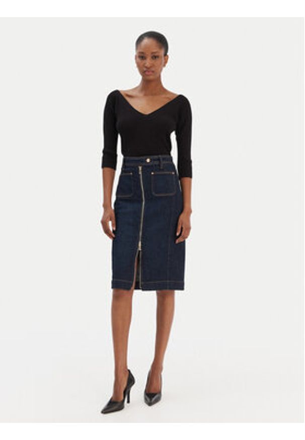 Guess Spódnica jeansowa W6RD0U D6881 Granatowy Regular Fit. Kolor: niebieski. Materiał: bawełna, jeans