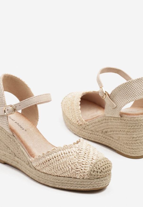 Born2be - Beżowe Sandały w Stylu Espadryli na Plecionym Koturnie Anniviora. Okazja: na co dzień. Kolor: beżowy. Sezon: lato. Obcas: na koturnie. Styl: retro, elegancki, casual