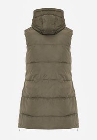 Born2be - Ciemnozielona Pikowana Kamizelka Dwustronna z Kapturem i Troczkami Nevetiani. Typ kołnierza: kaptur. Kolor: zielony. Materiał: jeans. Styl: elegancki #7