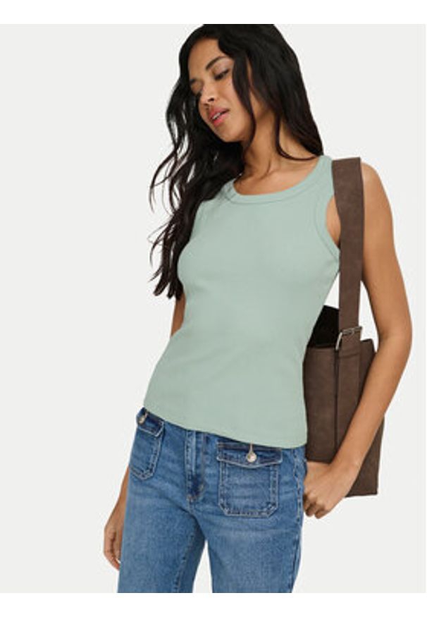 only - ONLY Top Val 2-Way 15371705 Zielony Slim Fit. Kolor: zielony. Materiał: bawełna