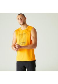 NYAMBA - Top koszulka bez rękawów męska fitness Nyamba 500. Materiał: bawełna, poliester, materiał, elastan. Długość rękawa: bez rękawów. Styl: sportowy