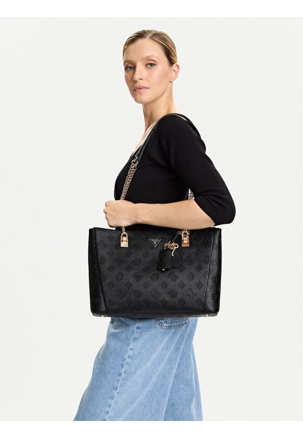 Guess Torebka Tisha HWPD77 64230 Czarny. Kolor: czarny. Materiał: skórzane