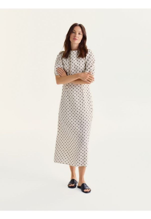 Reserved - Lniana sukienka - wielobarwny. Materiał: len