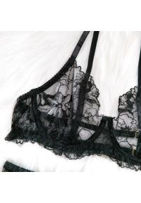 Intica - Koronkowy komplet bielizny trzyczęściowy regulowany Lizanne. Kolor: czarny. Materiał: koronka. Wzór: koronka #2
