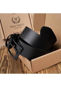 Pasek męski 100 cm czarny PAOLO PERUZZI PG-05-BLBL-100. Kolor: czarny. Materiał: skóra. Styl: klasyczny, casual, elegancki #1