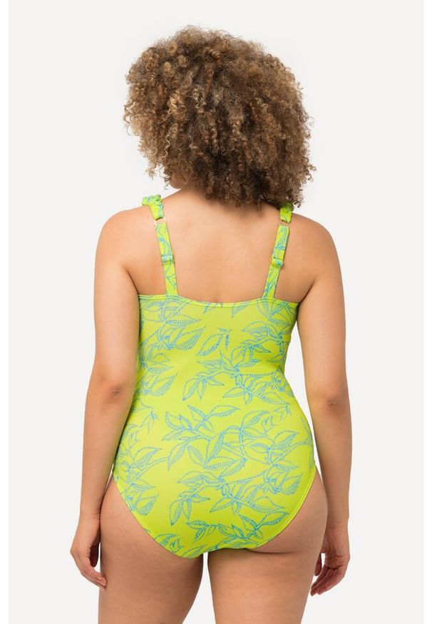 ULLA POPKEN - Damskie Strój kąpielowy belly control miękkie miseczki. Kolekcja: plus size. Kolor: wielokolorowy, żółty, zielony. Materiał: poliamid, materiał, elastan