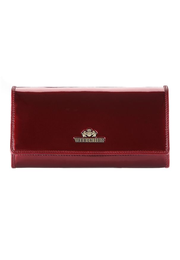 Wittchen - Damski portfel ze skóry lakierowany duży bordowy. Kolor: czerwony. Materiał: skóra, lakier. Wzór: aplikacja
