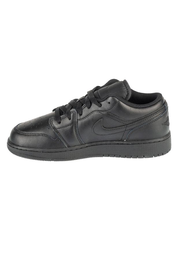 Buty sportowe Sneakersy chłopięce, Air Jordan 1 Low GS. Kolor: czarny. Materiał: guma, materiał, skóra, syntetyk. Sport: turystyka piesza