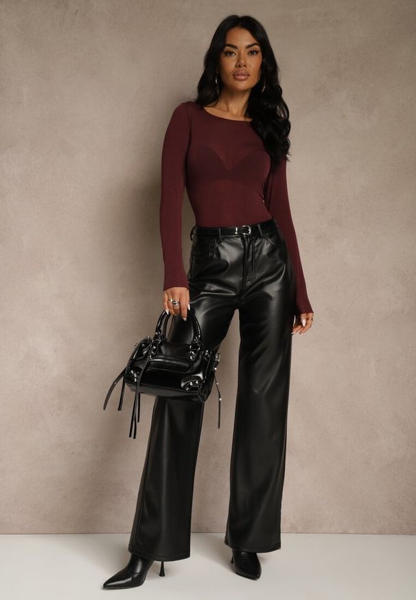 Renee - Bordowa Bluzka Longsleeve z Wiskozy i Kaszmiru Unelle. Kolor: czerwony. Materiał: wiskoza, kaszmir. Długość rękawa: długi rękaw. Styl: klasyczny