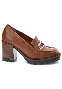 Brązowe Półbuty CheBello Eleganckie Skórzane Buty Na Obcasie. Kolor: brązowy. Materiał: skóra. Szerokość cholewki: normalna. Obcas: na obcasie. Styl: elegancki. Wysokość obcasa: średni #3