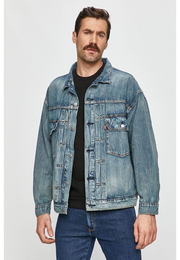 Levi's® - Levi's - Kurtka jeansowa. Okazja: na spotkanie biznesowe. Kolor: niebieski. Materiał: jeans. Styl: biznesowy