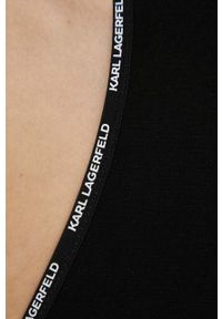Karl Lagerfeld body kolor czarny gładki. Kolor: czarny. Materiał: materiał. Długość: krótkie. Wzór: gładki #6