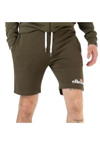 Spodenki Ellesse Silvan Fleece Short SHF09162506 - zielone. Kolor: zielony. Materiał: materiał, bawełna, dresówka, poliester. Wzór: aplikacja. Sport: fitness