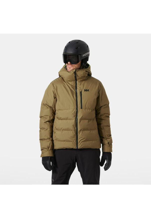 Kurtka puchowa Helly Hansen Kvitfjell. Kolor: brązowy, beżowy, wielokolorowy. Materiał: puch. Sezon: zima. Sport: narciarstwo