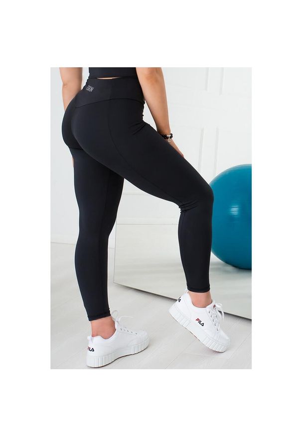 2SkIN - Czarne legginsy damskie z wysokim stanem Be Stronger ultra soft. Stan: podwyższony. Kolor: czarny. Materiał: poliester, elastan. Wzór: gładki