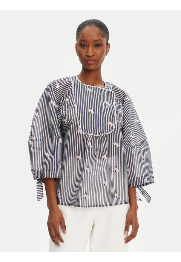 Munthe Bluzka Pristina 252102525224 Granatowy Loose Fit. Kolor: niebieski. Materiał: bawełna