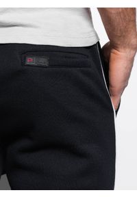 Ombre Clothing - Spodnie męskie dresowe joggery z kontrastowymi elementami - czarne V1 OM-PASK-22FW-001 - XL. Kolor: czarny. Materiał: dresówka. Wzór: geometria #6