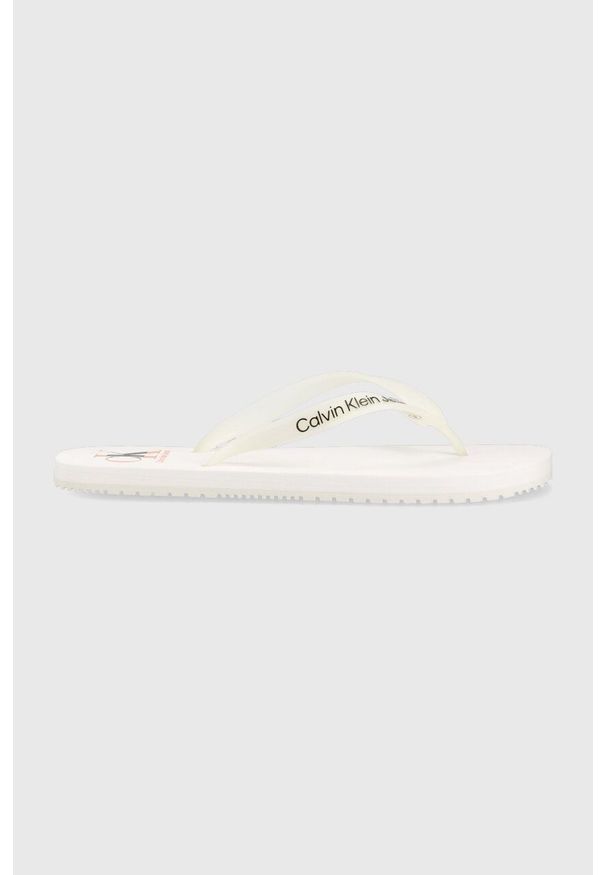 Calvin Klein Jeans japonki BEACH SANDAL AOP męskie kolor biały YM0YM00656. Kolor: biały