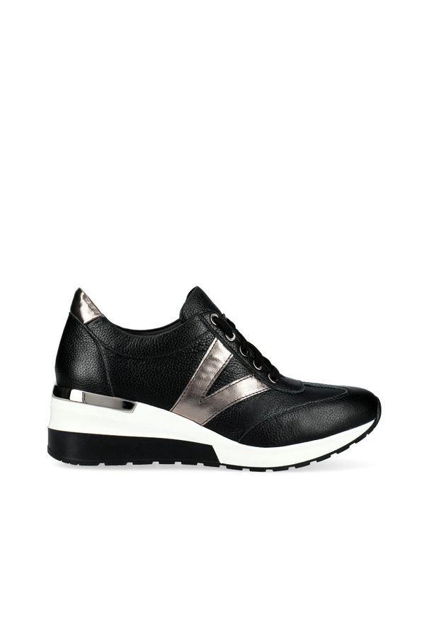 Arturo Vicci - Sneakersy czarne. Okazja: na co dzień. Kolor: czarny. Materiał: skóra, guma