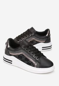 Born2be - Czarne Sneakersy z Metalicznymi Wstawkami Arlen. Kolor: czarny #5