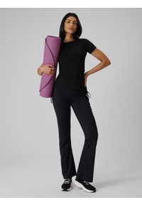 4f - 4F T-shirt slim gładki damski - czarny S. Okazja: na co dzień. Kolor: czarny. Materiał: bawełna, dzianina. Wzór: gładki. Styl: klasyczny, casual #2