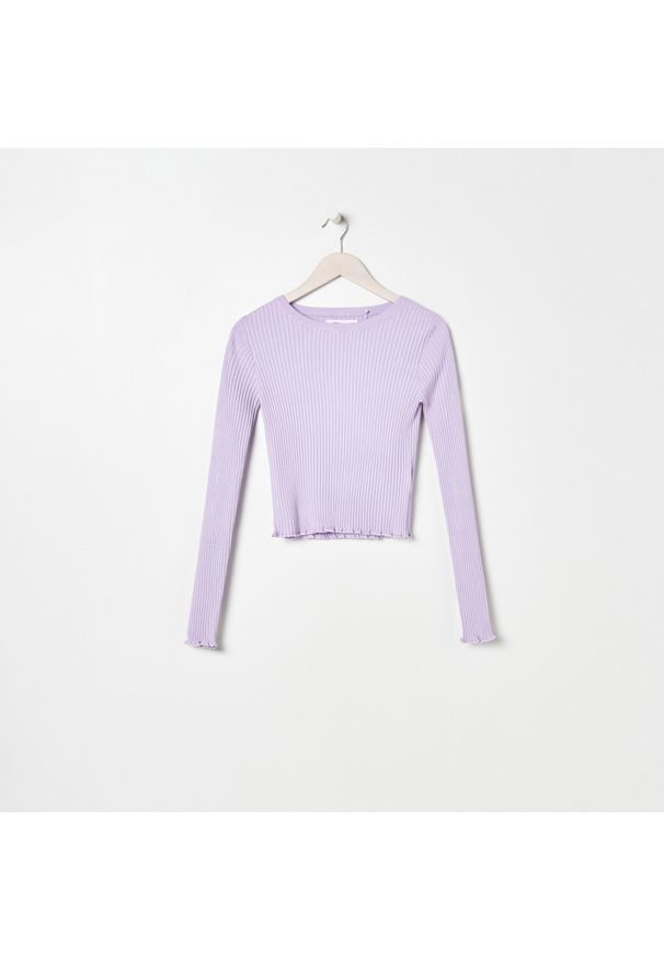 Sinsay - Krótki sweter - Fioletowy. Kolor: fioletowy. Długość: krótkie