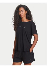 Emporio Armani T-Shirt EW000780 AF12192 UC001 Czarny Regular Fit. Kolor: czarny. Materiał: wiskoza