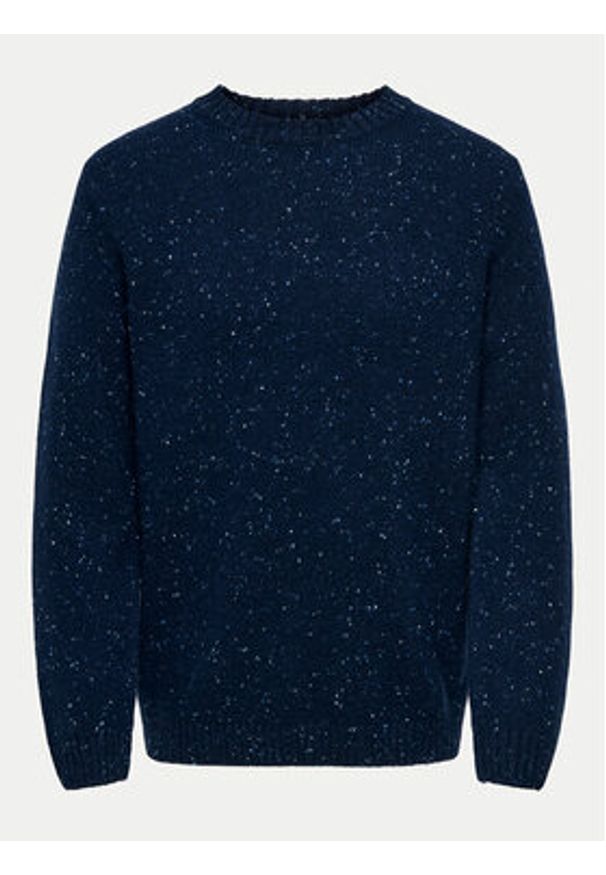 Only & Sons Sweter Ricky 22031539 Granatowy Regular Fit. Kolor: niebieski. Materiał: wełna