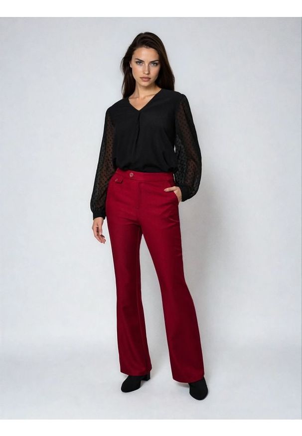 Sinsay - Spodnie flare - koralowy. Kolor: pomarańczowy