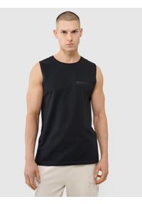 4f - 4F Tank top oversize męski - czarny 3XL. Kolor: czarny. Materiał: bawełna, jersey, dzianina. Długość rękawa: bez rękawów. Wzór: napisy, gładki, ze splotem
