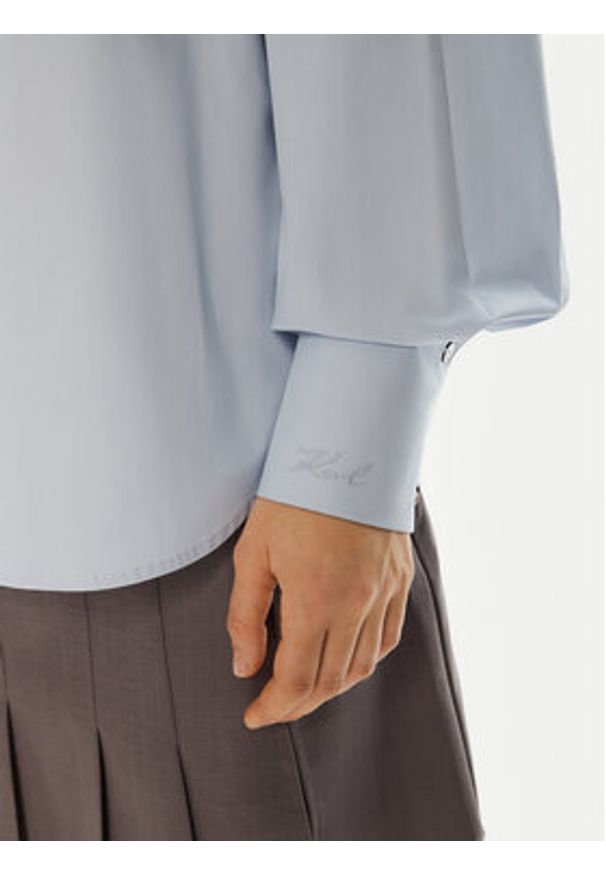 Karl Lagerfeld - KARL LAGERFELD Koszula A1W11026 Niebieski Regular Fit. Typ kołnierza: dekolt w karo. Kolor: niebieski. Materiał: bawełna